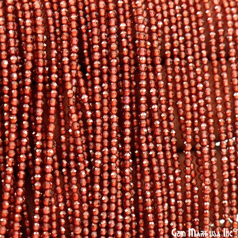 Garnet Rondelle Beads, 13 Inch Gemstone Strands, Drilled Strung Nugget Beads, Faceted Round, 1.5-2mm
