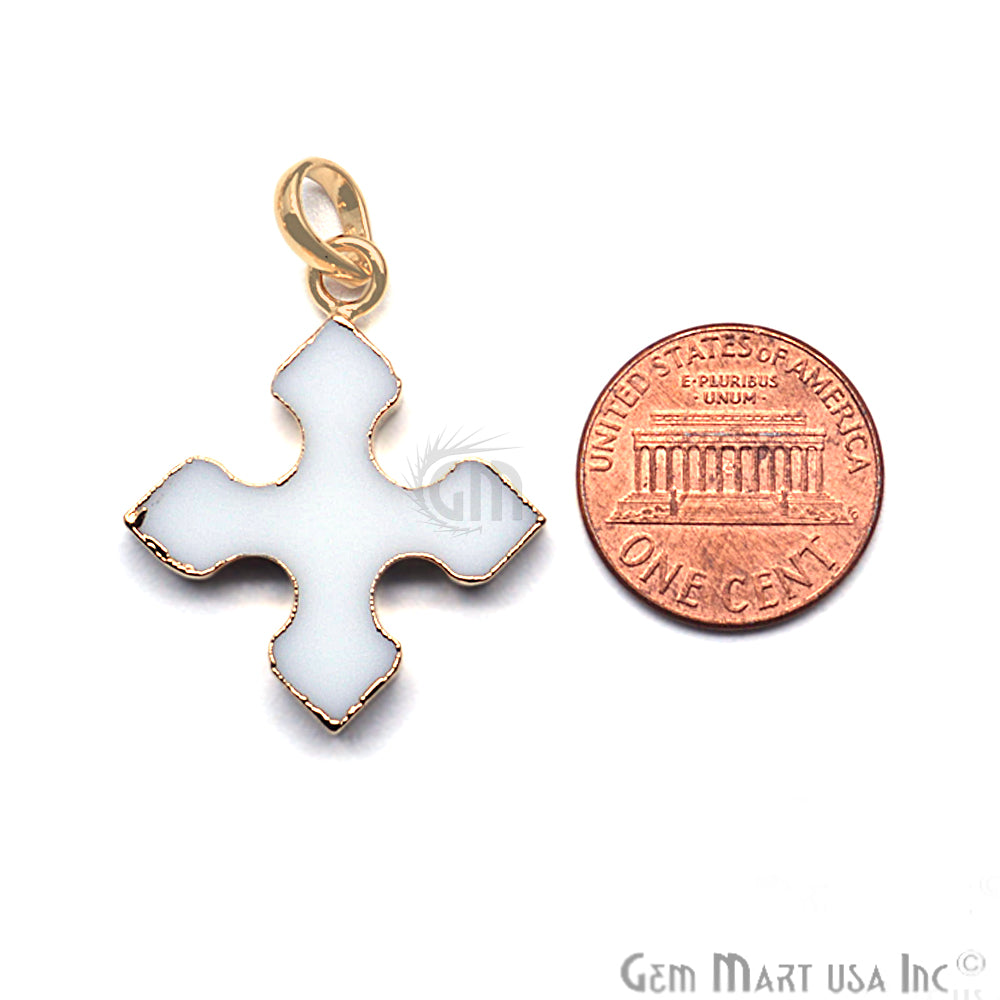 Gold Plated Gemstone 29x25mm Medieval Cross Shape Pendant (Pick Gemstone) - GemMartUSA
