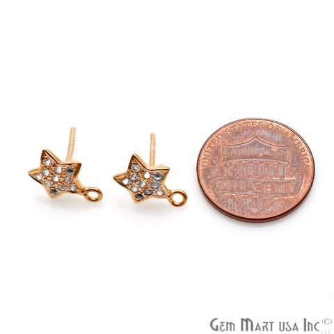 DIY Star Shape Cubic Zircon 12x9mm Gold Plated Single Bail Stud Earring - GemMartUSA