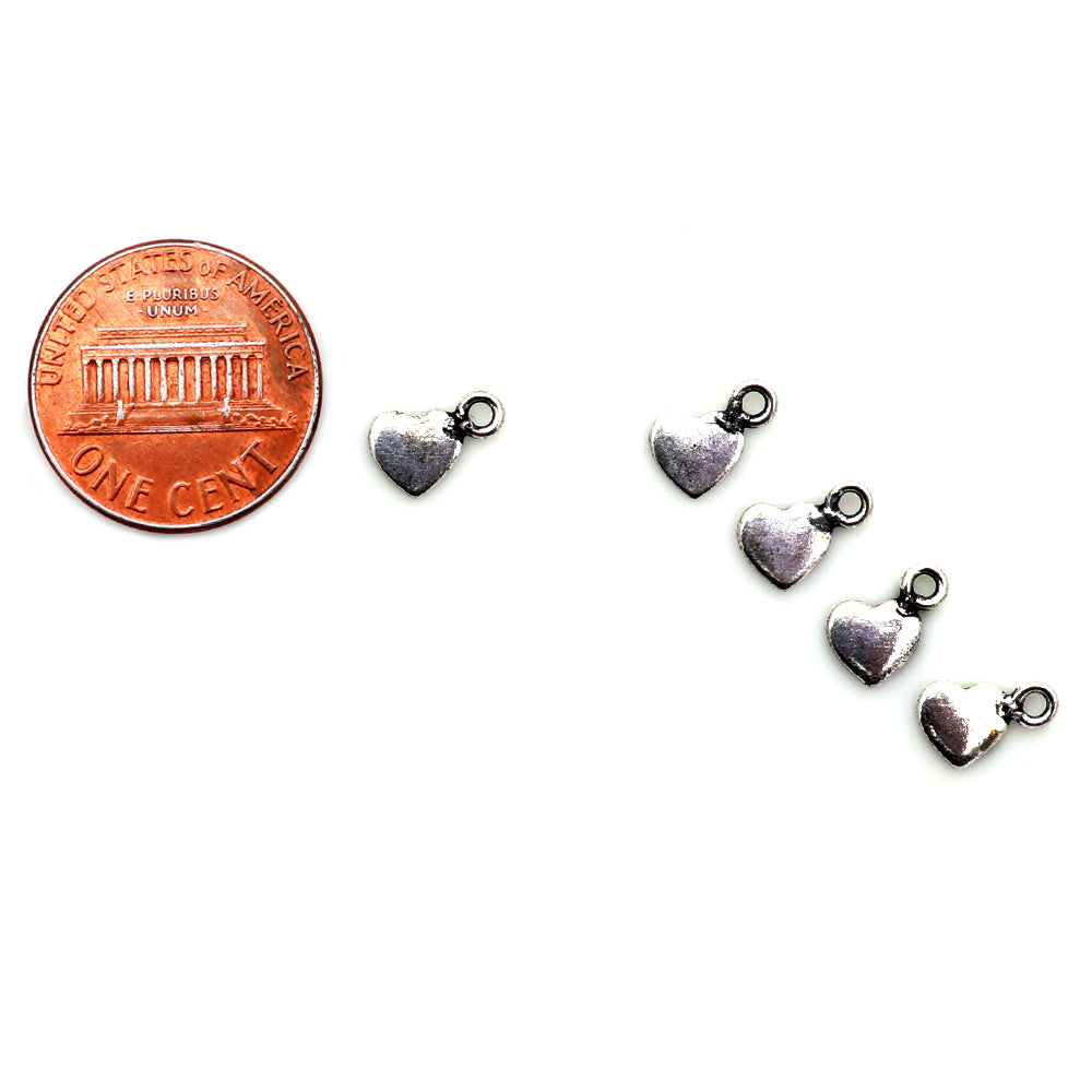 5pc Lot Heart Shape Oxidized 9x6mm Charm For Bracelets & Pendants - GemMartUSA