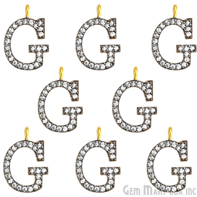 G' Alphabet Charm CZ Pave Gold Vermeil Charm for Bracelet & Pendants - GemMartUSA