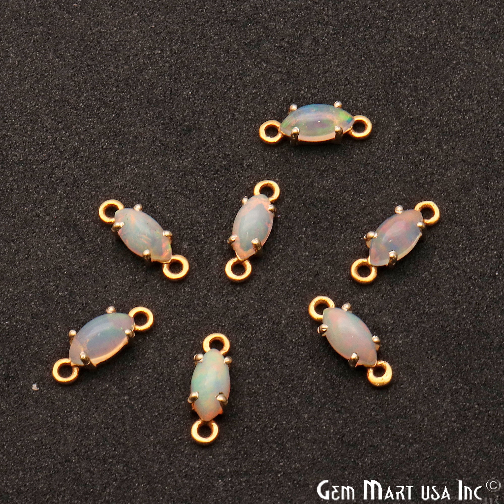 Opal Marquise 13x4mm Prong Setting Gold Plated Connector - GemMartUSA
