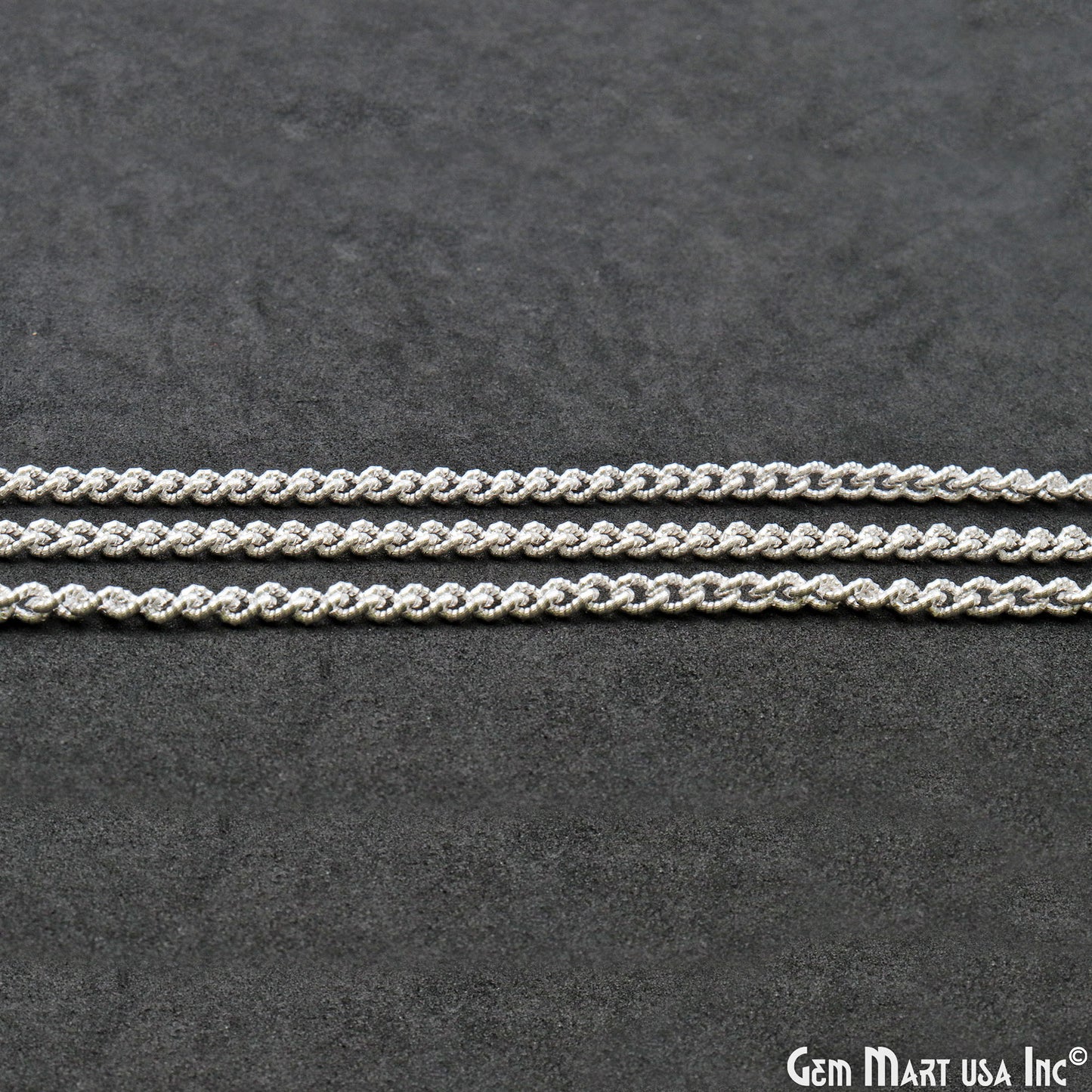 Gourmette Chain For Jewelry Making, 4mm Twisted Oval Curb Silver Plated Necklace