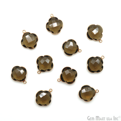 Clover 16x19mm Gemstone Single Bail Gold Bezel Connector