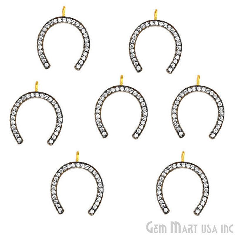 Horseshoe' CZ Pave Gold Vermeil Charm for Bracelet & Pendants - GemMartUSA