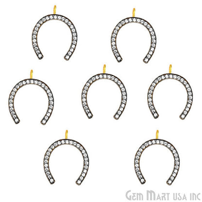 Horseshoe' CZ Pave Gold Vermeil Charm for Bracelet & Pendants - GemMartUSA