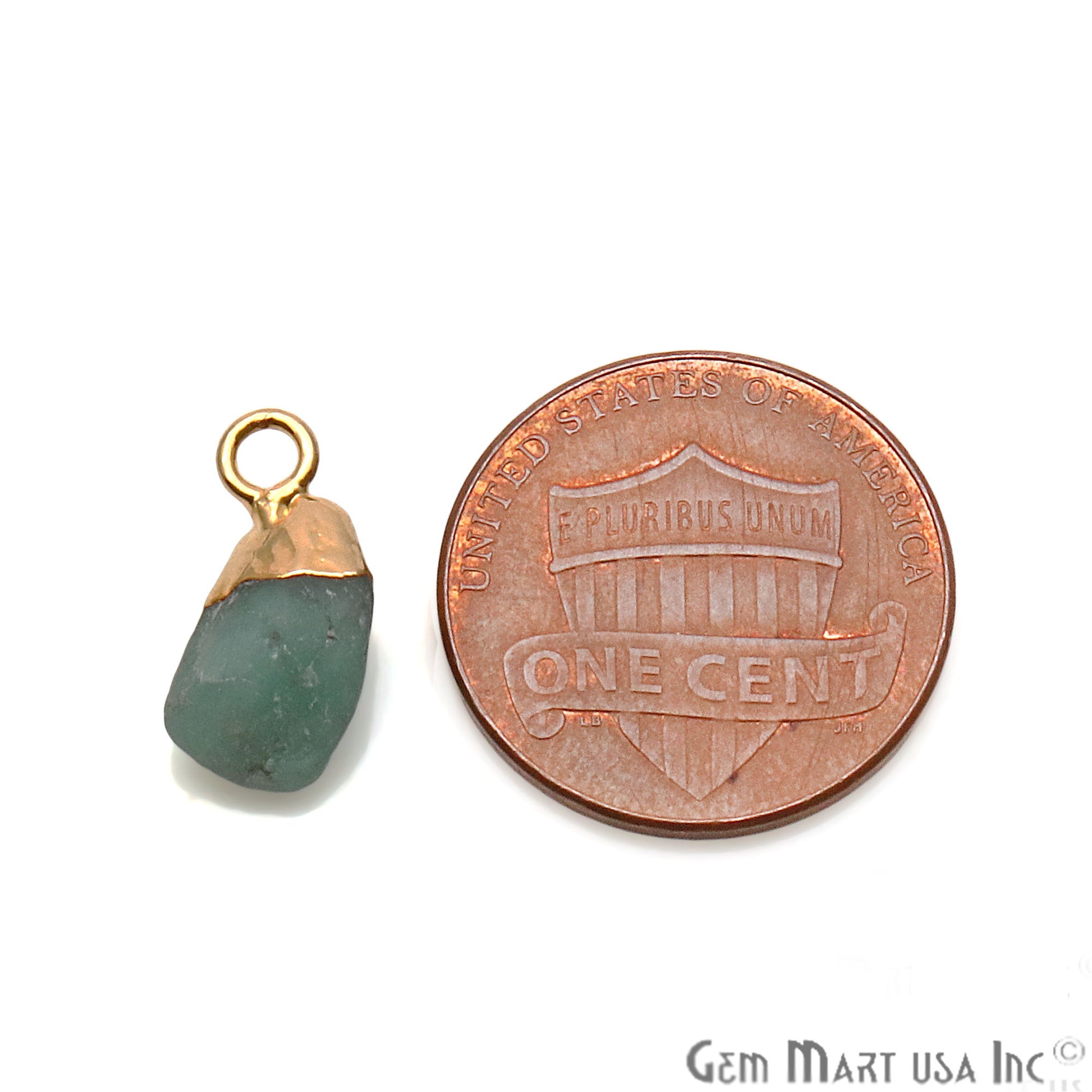 Chrysoprase Organic 11x5mm Gold Electroplated Pendant Connector - GemMartUSA