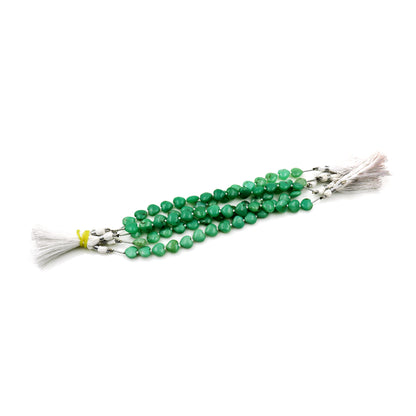 Chrysoprase Heart Beads, 7 Inch Gemstone Strands, Drilled Strung Briolette Beads, Heart Shape, 10mm