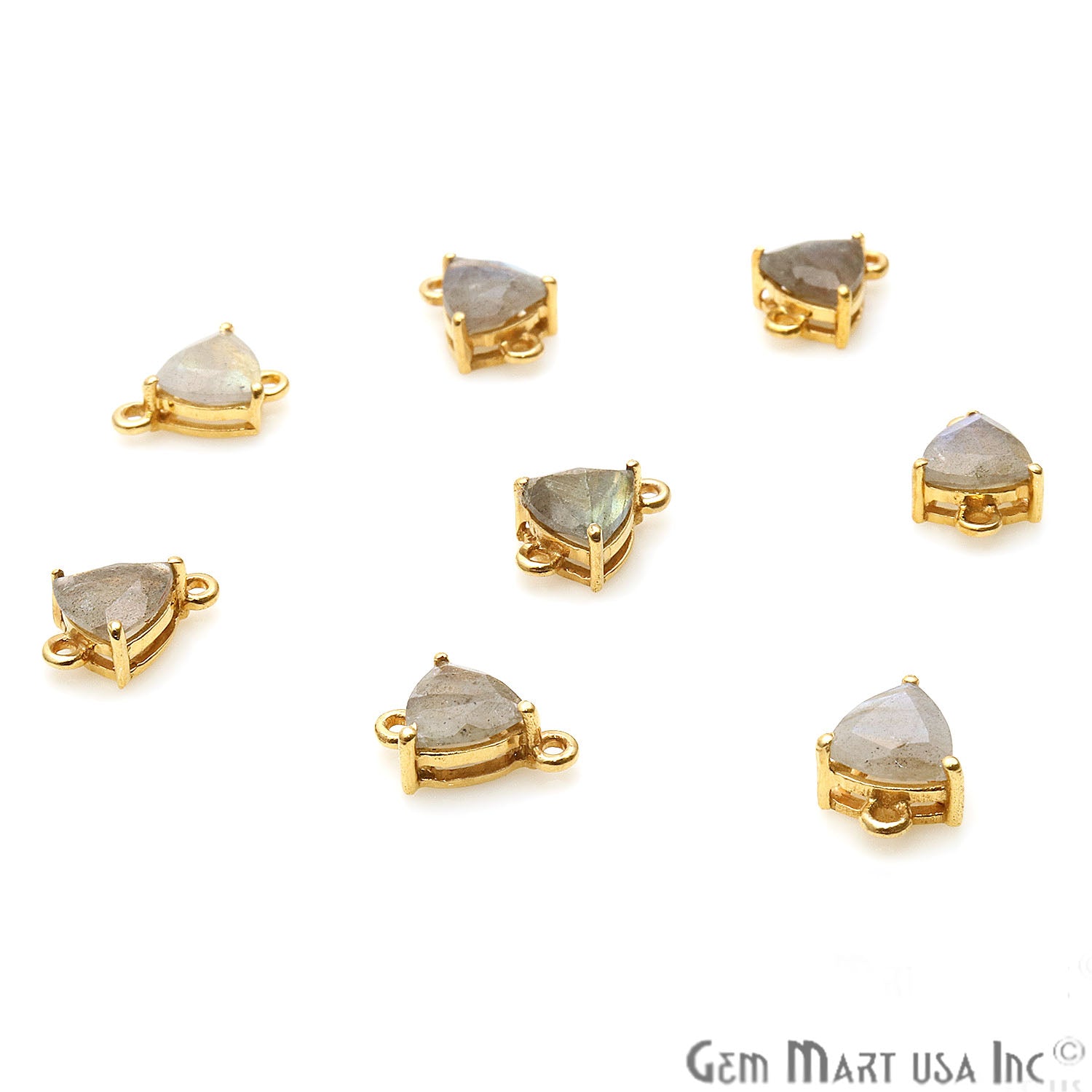 Labradorite Prong Setting Gold Plated Flashy Gemstone Connector - GemMartUSA