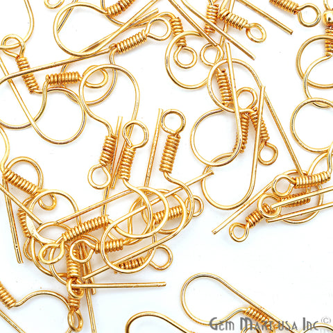 10 Pair Lot Gold Plated 22x10mm Earring French Hooks Findings - GemMartUSA