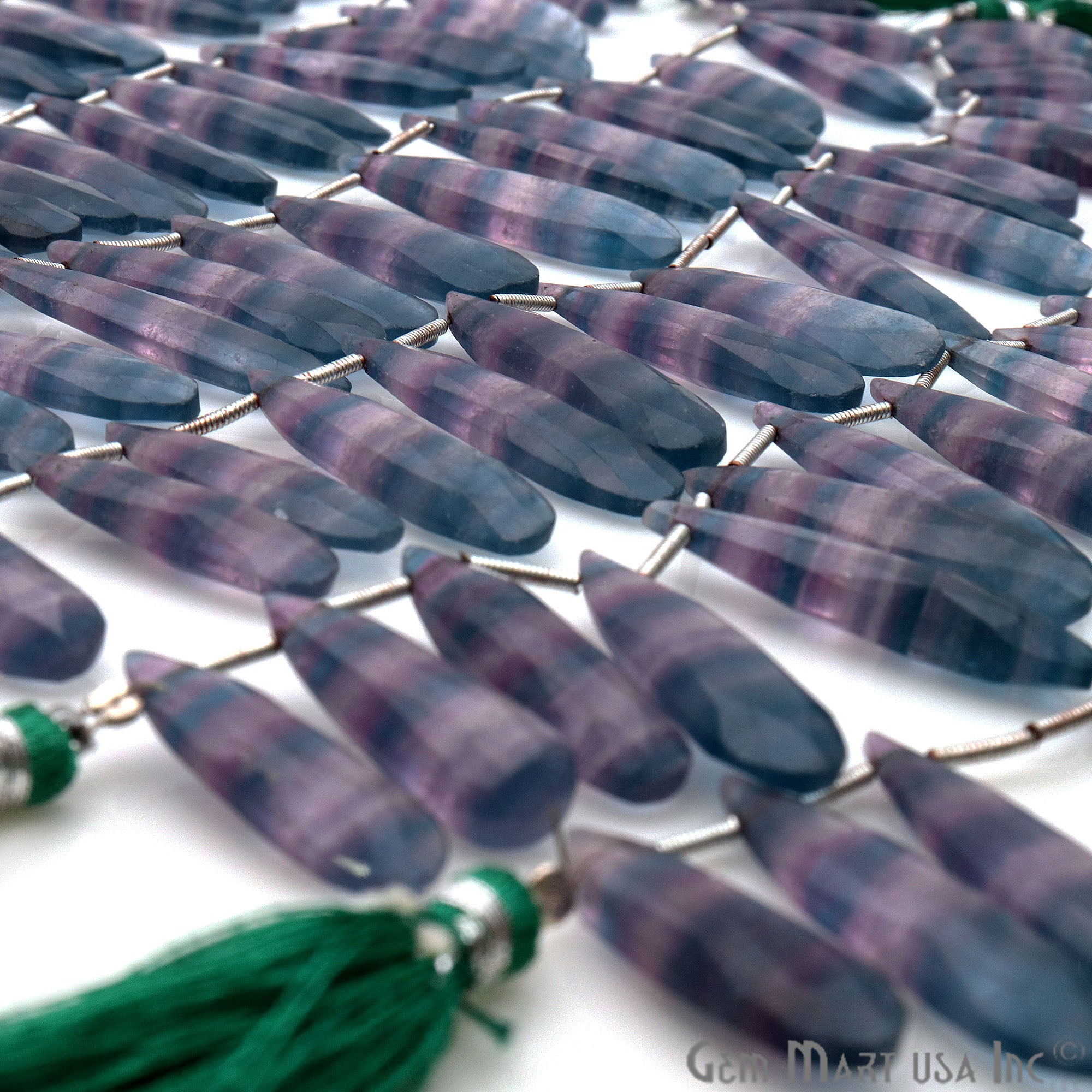 Fluorite Pears 33x8mm Crafting Beads Gemstone Strands 8INCH - GemMartUSA