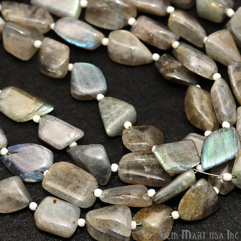 Labradorite Free Form 13x9mm Tumble Beads Gemstone Strands - GemMartUSA