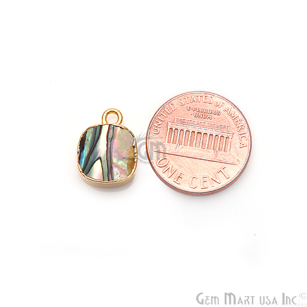 Shell Abalone 10mm Cushion Gold Edged Single Bail Connector