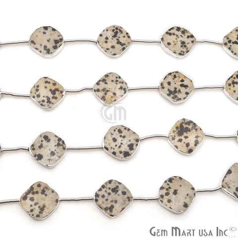Dalmation Jasper Free Form 18x15mm Silver Edged Crafting Beads Gemstone Strands 9INCH - GemMartUSA