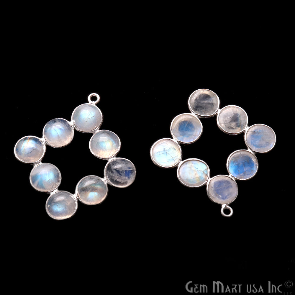 DIY Rainbow Moonstone 33x24mm Silver Plated Chandelier Finding Component - GemMartUSA