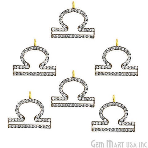Libra' CZ Pave Gold Vermeil Charm for Bracelet & Pendants - GemMartUSA