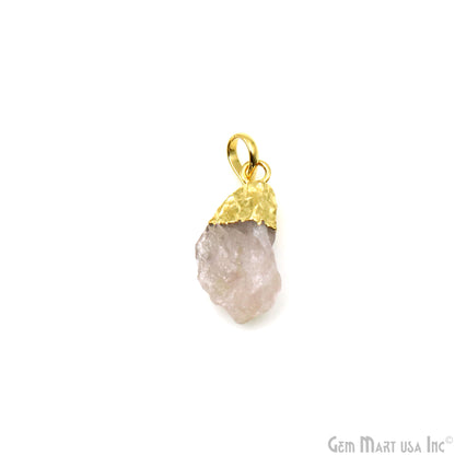 Rose Quartz Organic 25x22mm Gold Electroplated Single Bail Gemstone Pendant