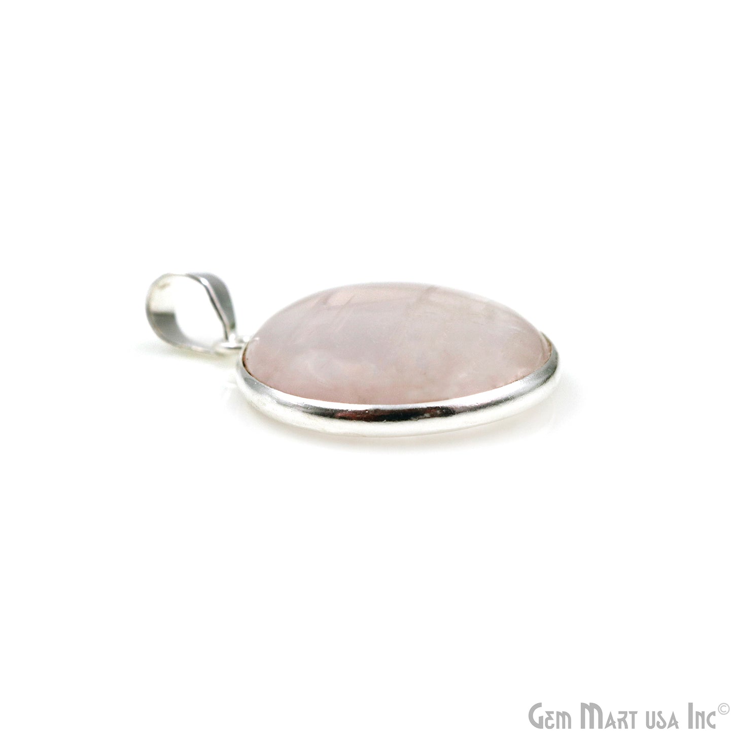 Rose Quartz Gemstone Round 31x26mm Sterling Silver Necklace Pendant 1PC