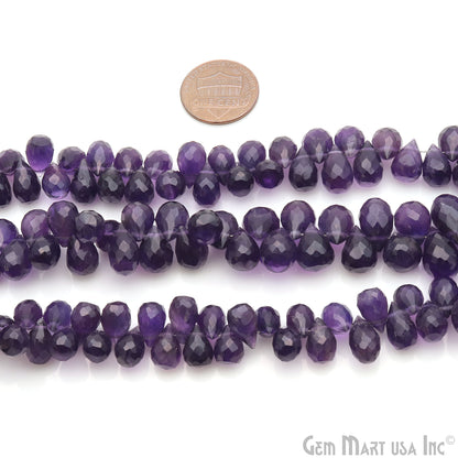 Amethyst Teardrop 8x6mm Faceted Briolette Beads