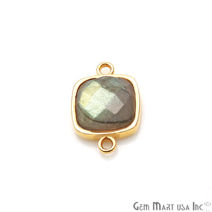 Labradorite Cushion Shape 18x12mm Gold Plated Double Bail Connector - GemMartUSA