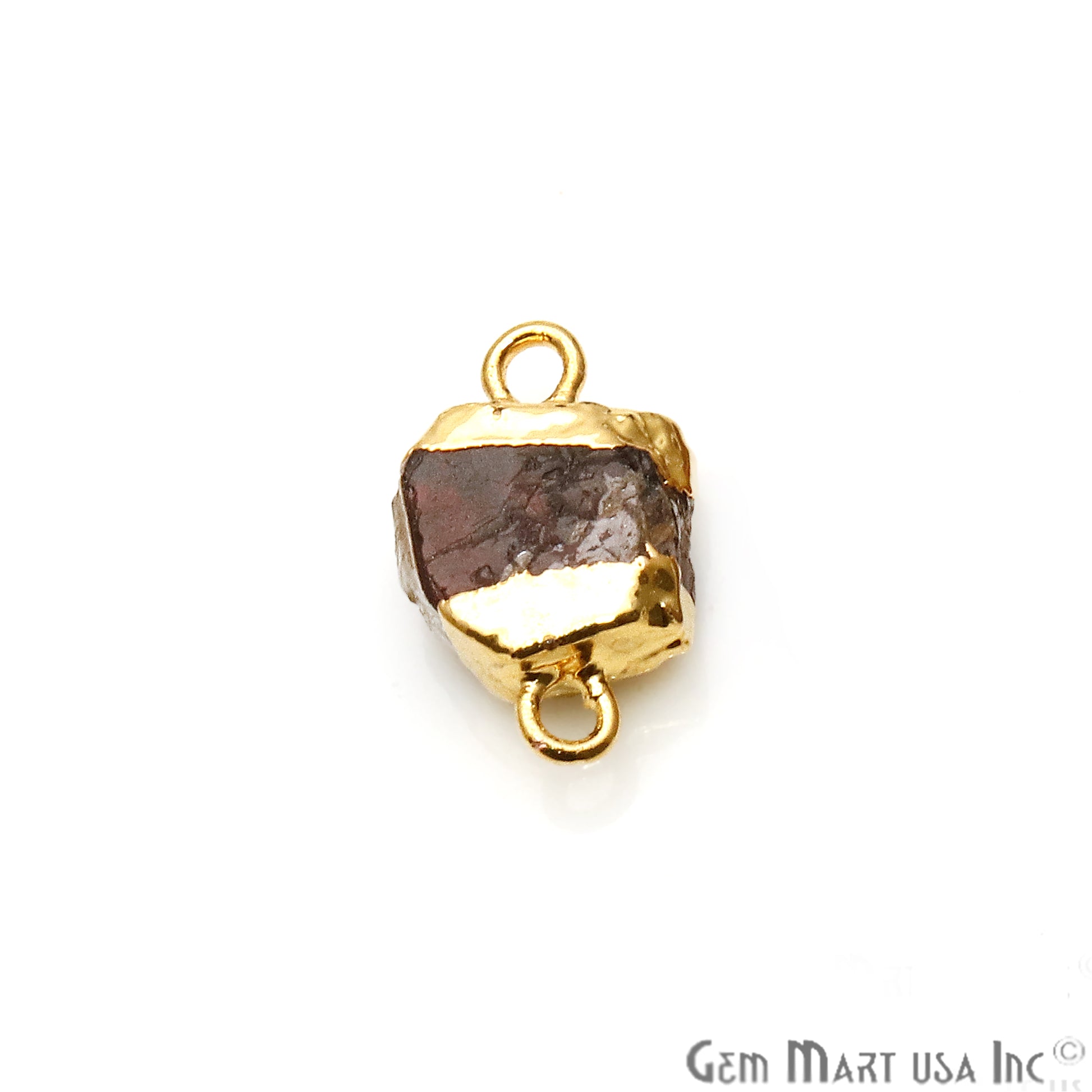 Rough Garnet Organic 16x9mm Gold Electroplated Pendant Connector - GemMartUSA