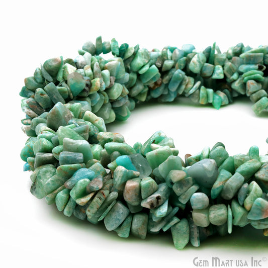 Amazonite Chip Beads, 34 Inch, Natural Chip Strands, Drilled Strung Nugget Beads, 7-10mm, Polished, GemMartUSA (CHAZ-70004)