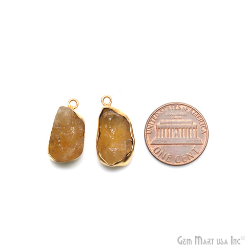 DIY Citrine Organic 24x10mm Gold Electroplated Finding Earing Connector