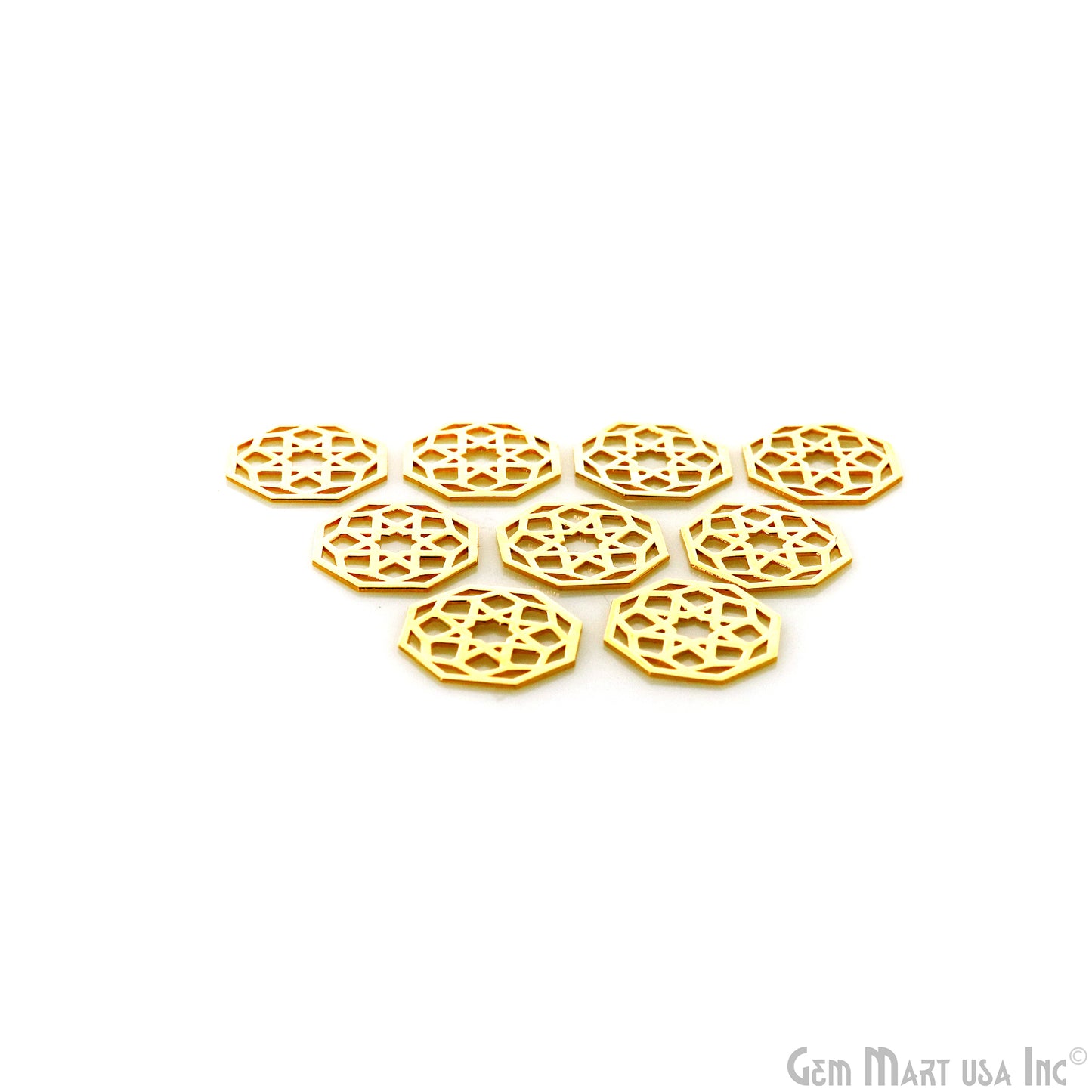 Hexagon Shape Charm Laser Finding Gold Plated 13mm Charm For Bracelets & Pendants