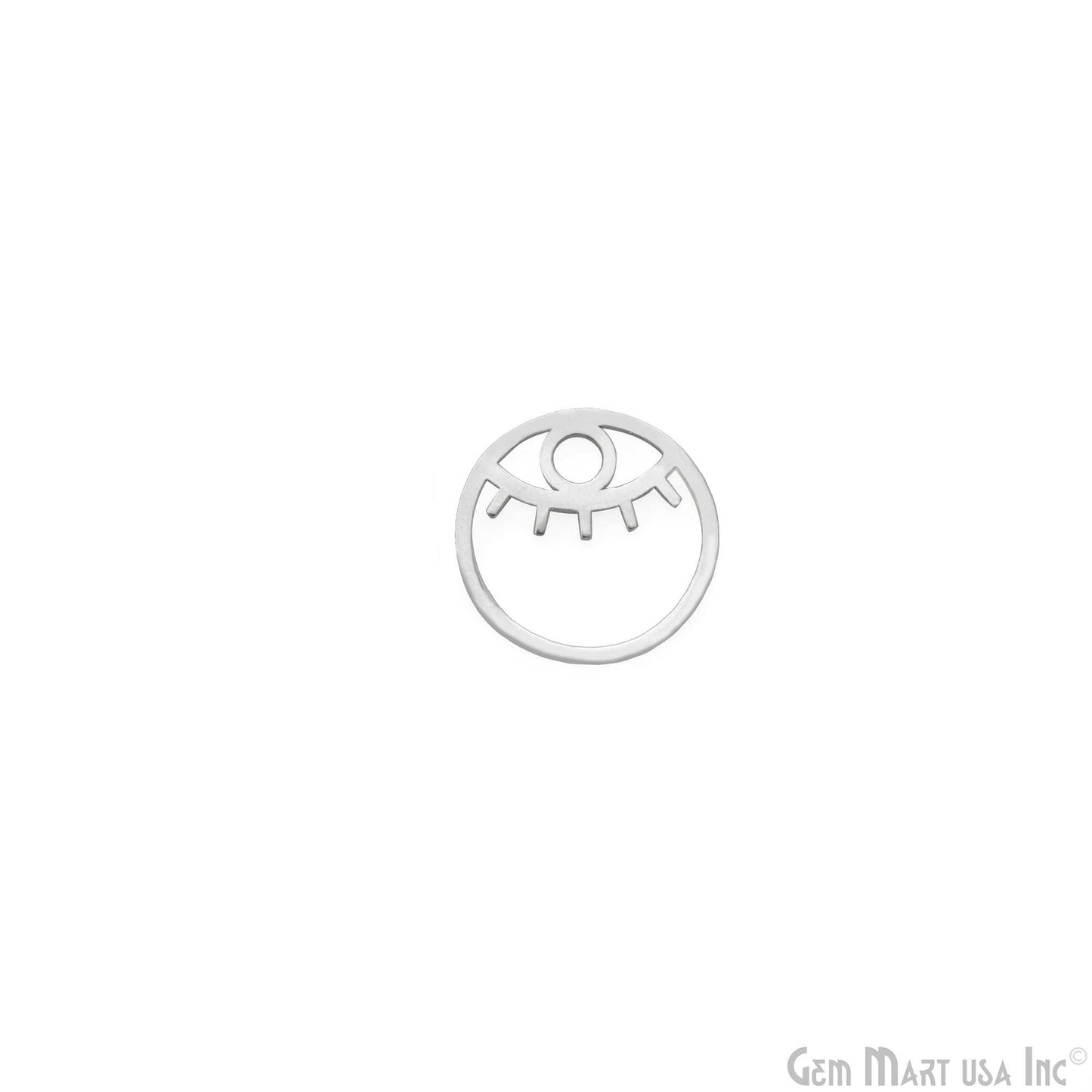 Evil Eye Round Shape Laser Finding Silver Plated 15mm Charm For Bracelets & Pendants