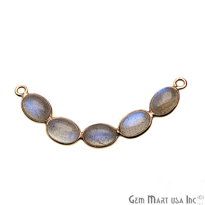 DIY, Labradorite Gold Plated 39X8mm Smiley Chandelier Finding Component - GemMartUSA