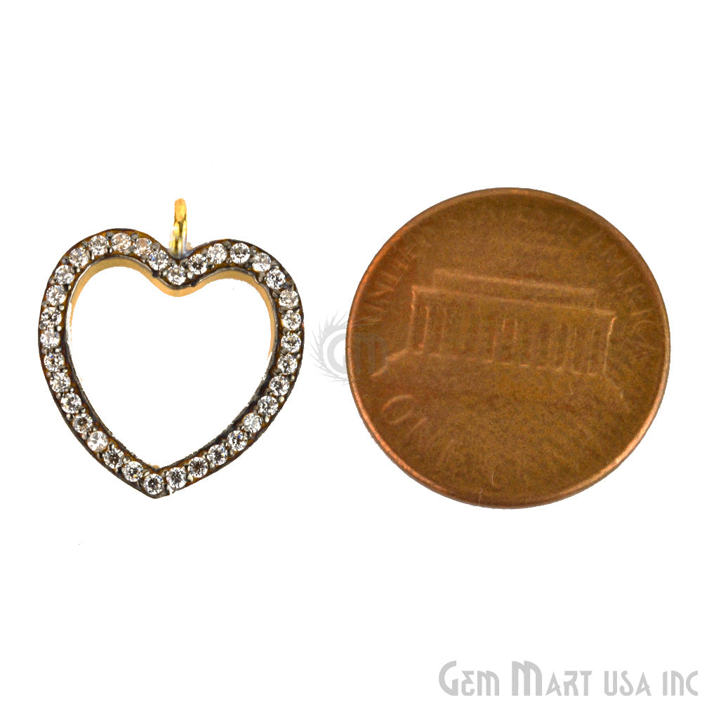 Heart' CZ Pave Gold Vermeil Charm for Bracelet & Pendants - GemMartUSA