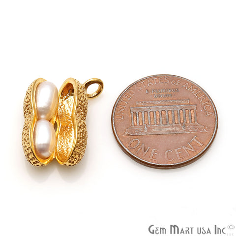 DIY Pearl Peanut 17x13mm Pendant Bracelet Charms - GemMartUSA