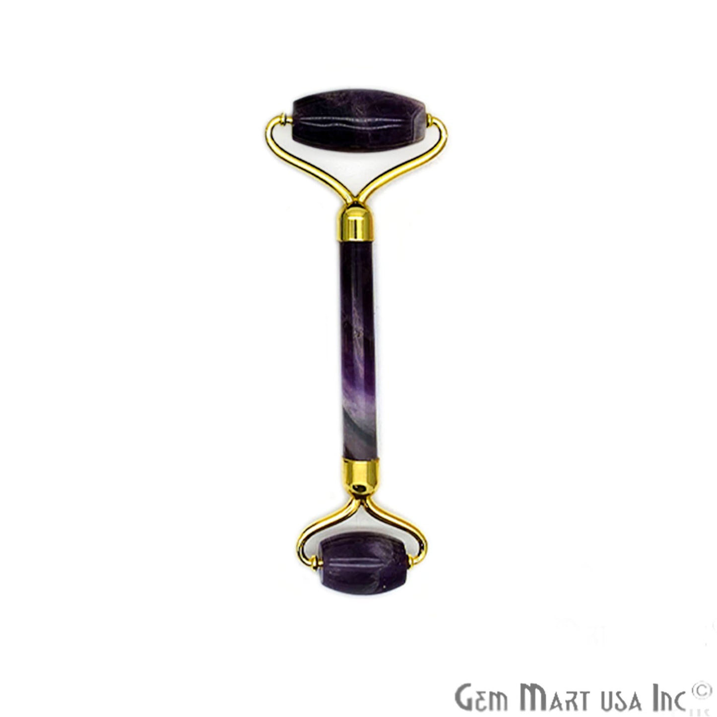 Gemstone Gold Plated Face Roller With Two Healing Stones, Skin care (Pick Stone & Plating) - GemMartUSA