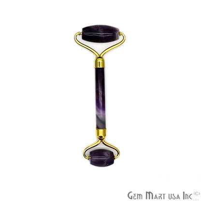 Gemstone Gold Plated Face Roller With Two Healing Stones, Skin care (Pick Stone & Plating) - GemMartUSA