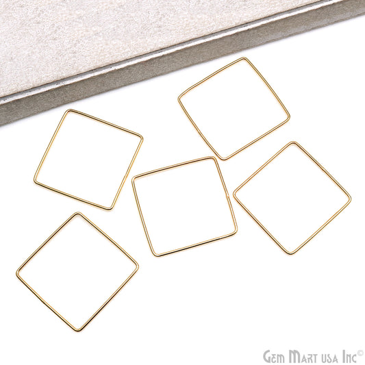 Square Gold Findings, Square Gold Charm, 36mm Jewelry Findings