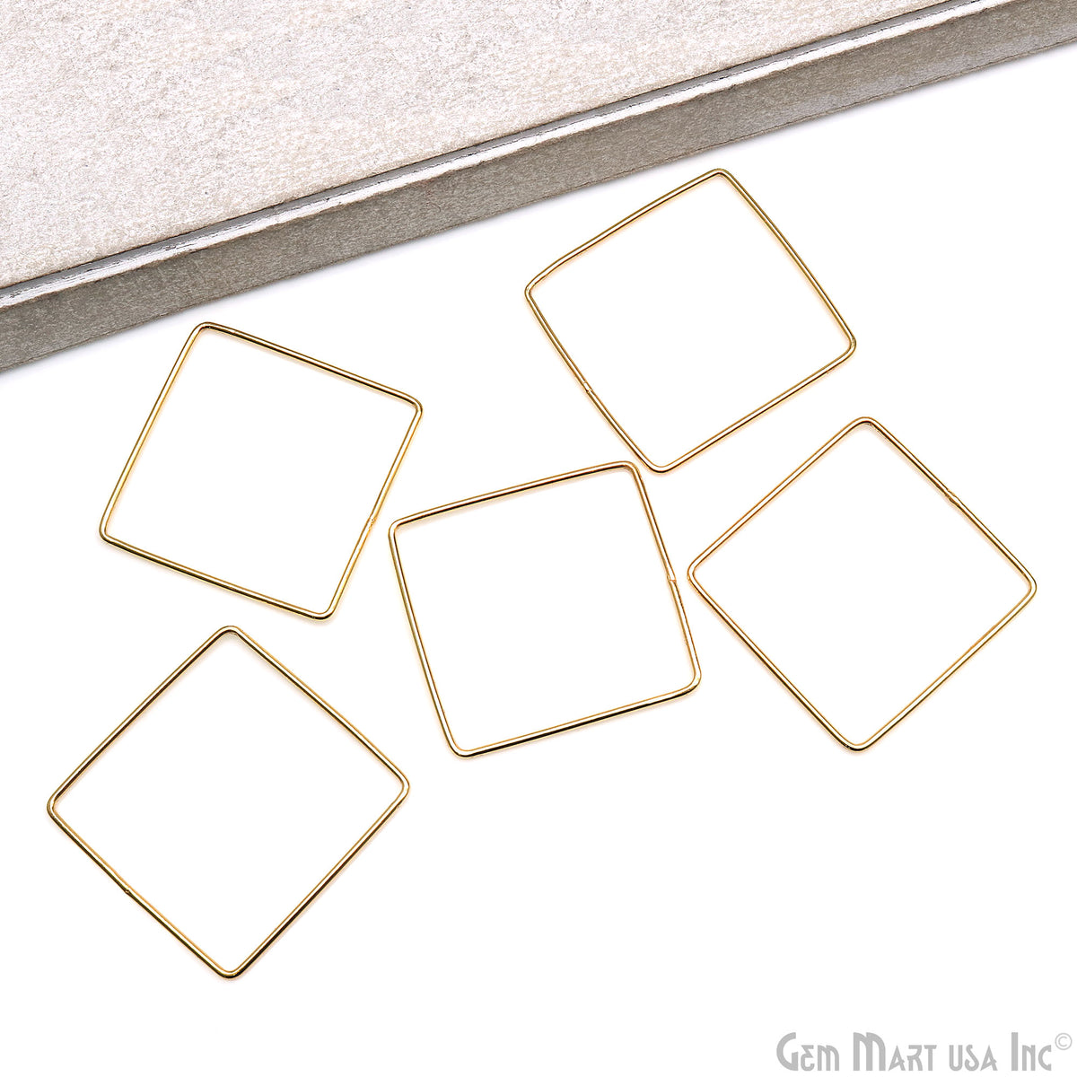 Square Gold Findings, Square Gold Charm, 36mm Jewelry Findings