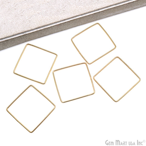 Square Gold Findings, Square Gold Charm, 36mm Jewelry Findings