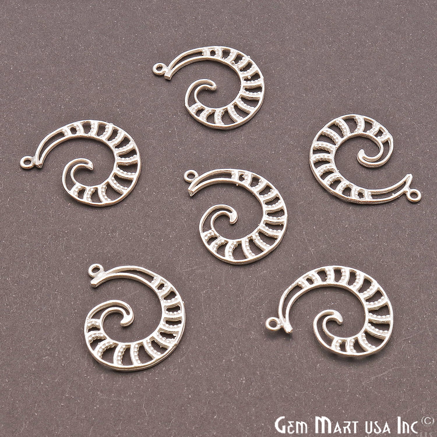 Swirl Shape Finding 26x20mm Chandelier Jewelry Charm (Pick Plating) - GemMartUSA