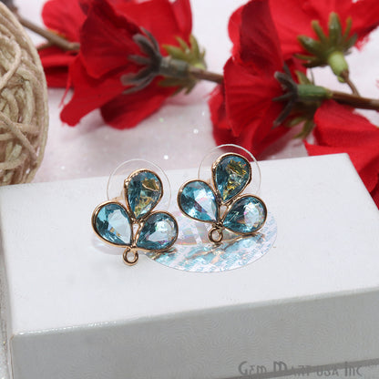 DIY Gemstone Gold Loop Connector Stud Earring (90048) (Pick Stone) - GemMartUSA