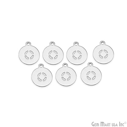 Round Shape Laser Finding Silver Plated 15x18mm Charm For Bracelets & Pendants