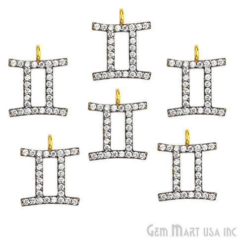 Gemini' CZ Pave Gold Vermeil Charm for Bracelet & Pendants - GemMartUSA