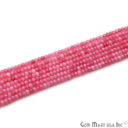 Baby Pink Jade 3-4mm Faceted Rondelle Beads Strands 14Inch - GemMartUSA