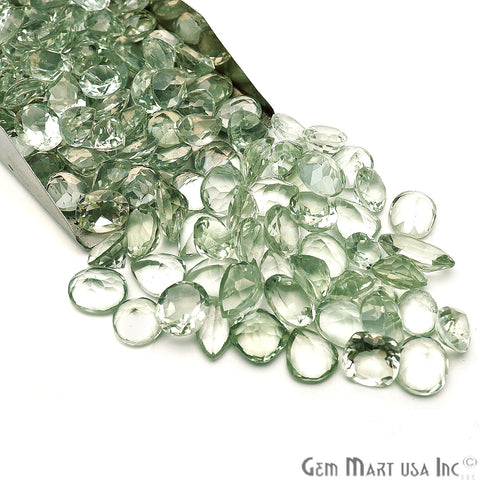 100 Cts Mix Green Amethyst Stones 10-15mm Faceted Precious Loose Gemstones - GemMartUSA