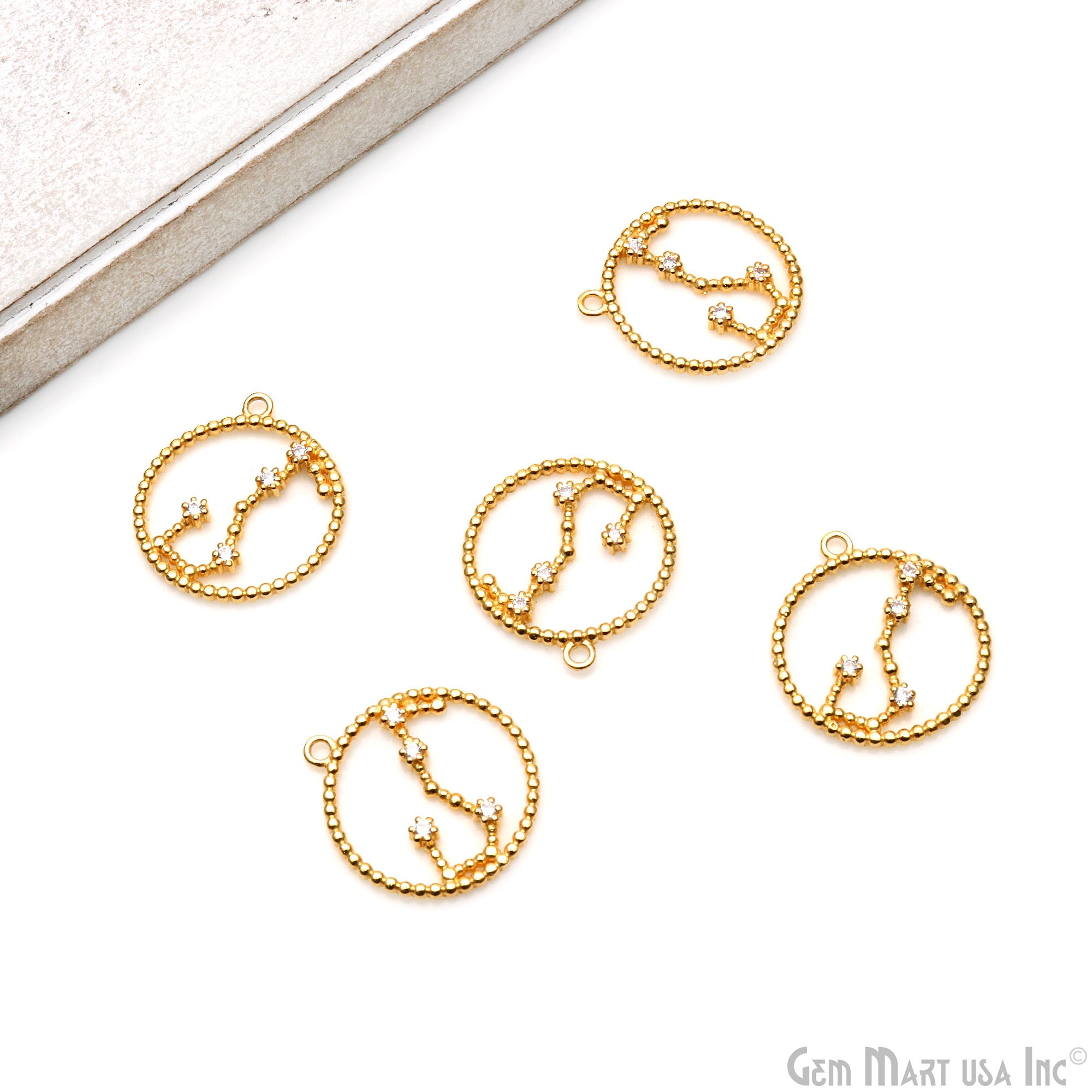 OCESRIO 12 Constellation Zodiac Charms for Jewelry Making Gold Plated  Copper Zircon for Jewelry Findings Supplies