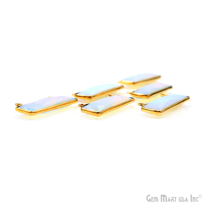 Opalite Gold Plated 30x11mm Rectangle Shape Double Bail Bar Pendant