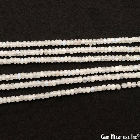 Rainbow Moonstone Rondelle Beads, 13 Inch Gemstone Strands, Drilled Strung Nugget Beads, Faceted Round, 4-5mm