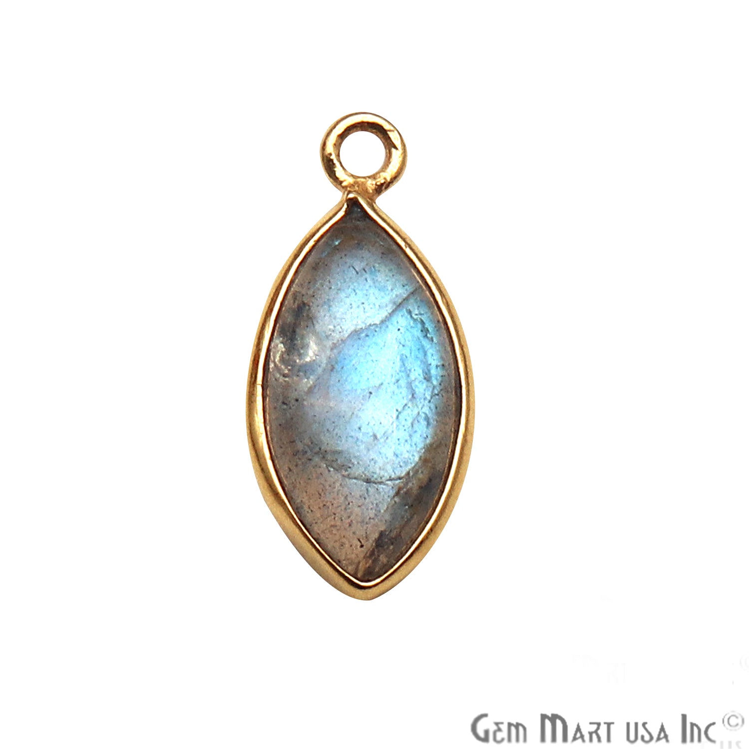 Labradorite Gemstone Cabochon 7x14mm Marquise Shaped Connector (Pick Your Bail) - GemMartUSA