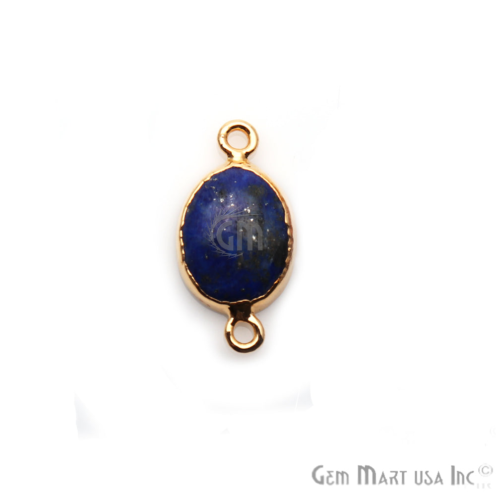 Lapis Lazuli Double Bail Gold Plated Oval 14x24mm Cabochon Connector - GemMartUSA