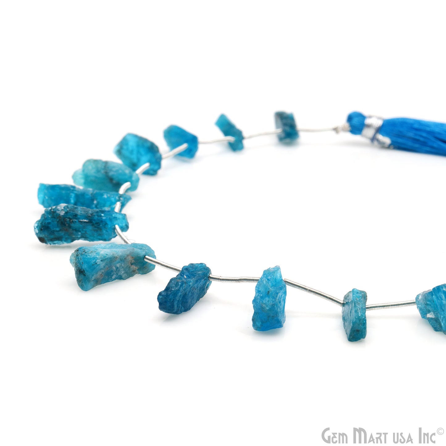 Neon Apatite Rough Beads, 9.5 Inch Gemstone Strands, Drilled Strung Briolette Beads, Free Form, 12x20mm