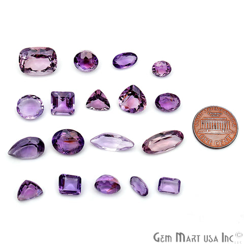 100 Cts Mix Amethyst Stones 10-15mm Faceted Precious Loose Gemstones - GemMartUSA